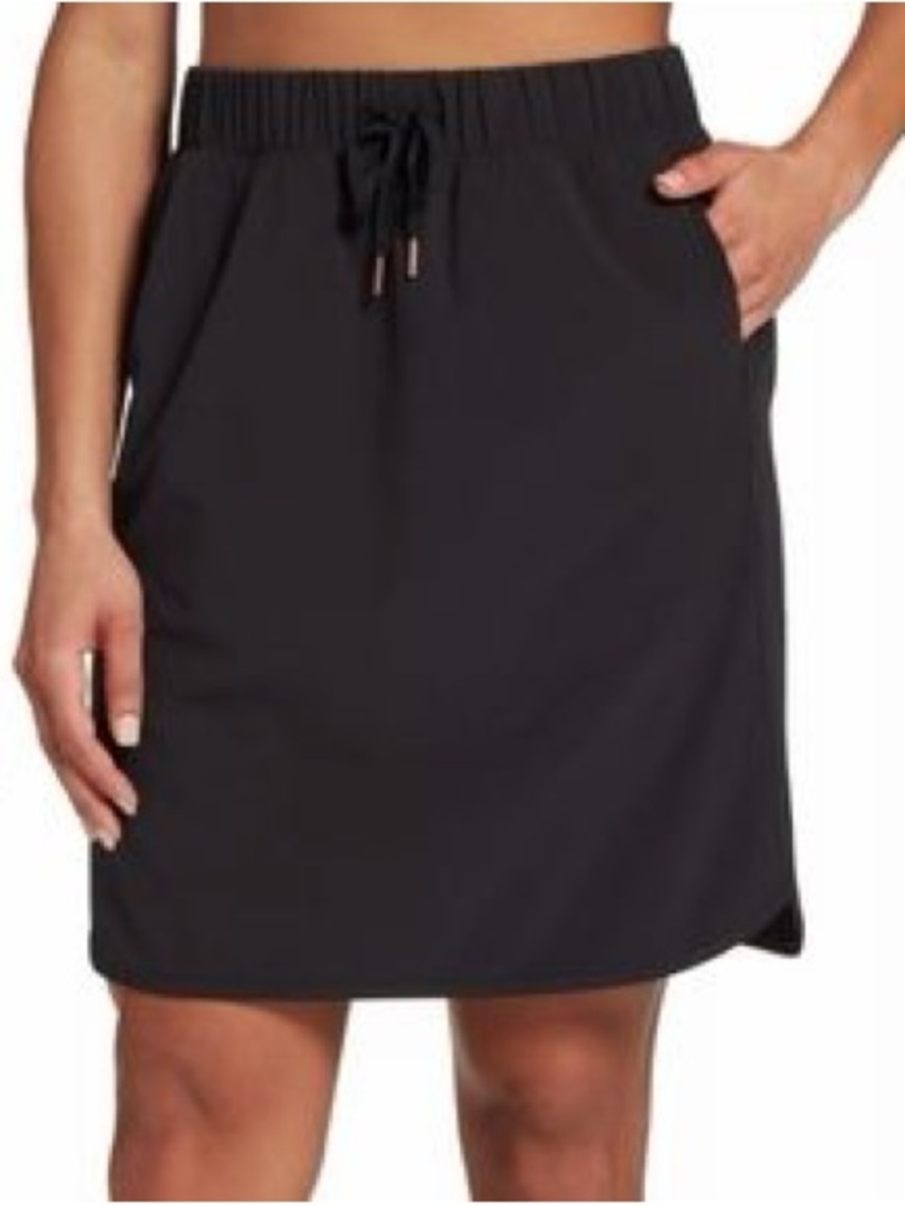 🖤 CALIA Black Pull-On Stretch Skirt Drawstring Pockets Size M